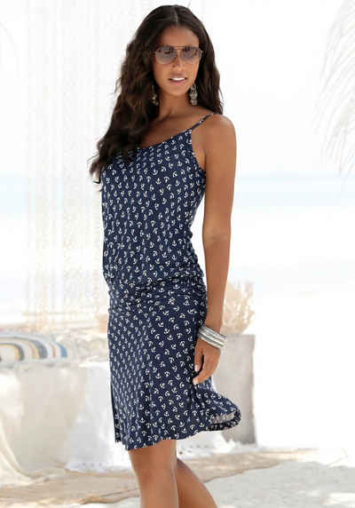 Beachtime Strandkleid mit Ankerdruck und verstellbaren Trägern, Sommerkleid, Jerseykleid