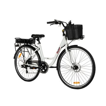 2FLASH E-Bike 2Flash AL2 City E-Bike weiß, 28 Zoll, niedriger Einstieg, (360Wh), 7 Gang, Kettenschaltung, Heckmotor, 360,00 Wh Akku, (1 tlg)