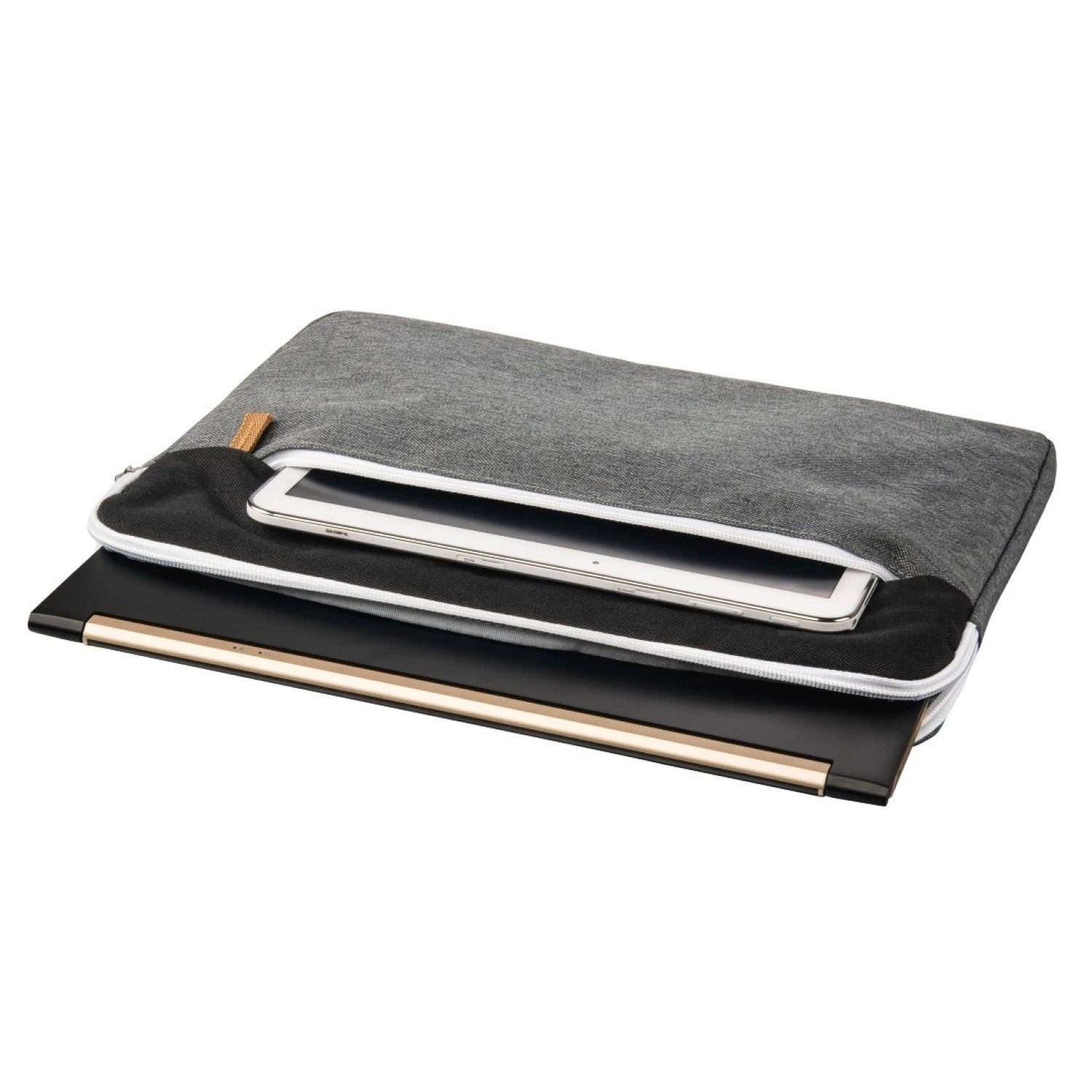 Hama Laptoptasche Notebook-Sleeve Florenz Laptop-Tasche Case Grau (1x Sleeve), Business Hülle Notebook-Fach 13,3" 13,5" 14" 14,2" 14,4" Zoll Laptop