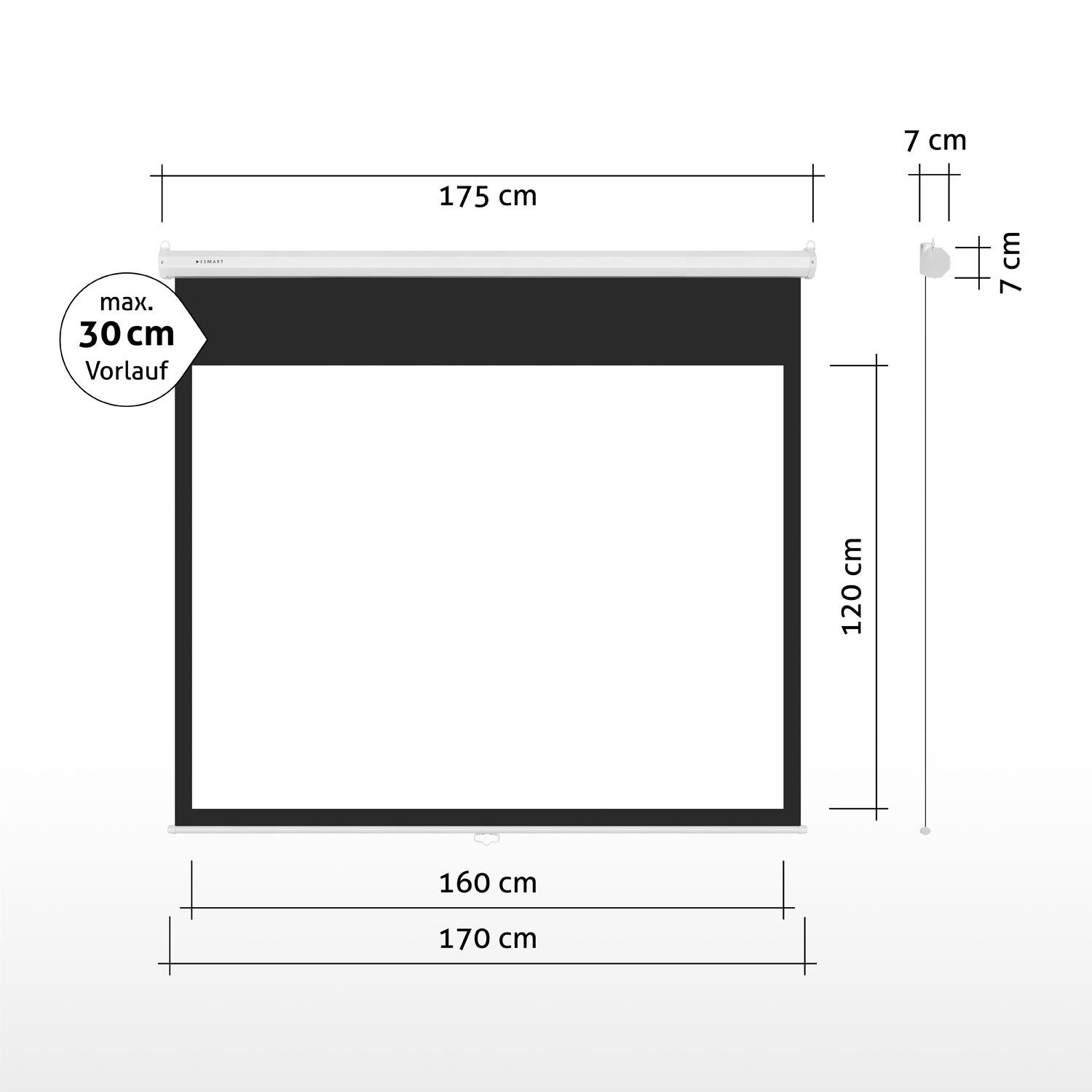 Germany ESMART / cm x 4:3 / Leinwand 120 Rollo Weißes 160 Rolloleinwand ESMART Tuch