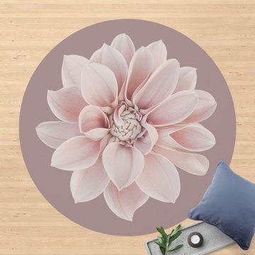 Teppich Vinyl Wohnzimmer Schlafzimmer Flur Küche Blumen modern, Bilderdepot24, rund - rosa glatt, nass wischbar (Küche, Tierhaare) - Saugroboter & Bodenheizung geeignet