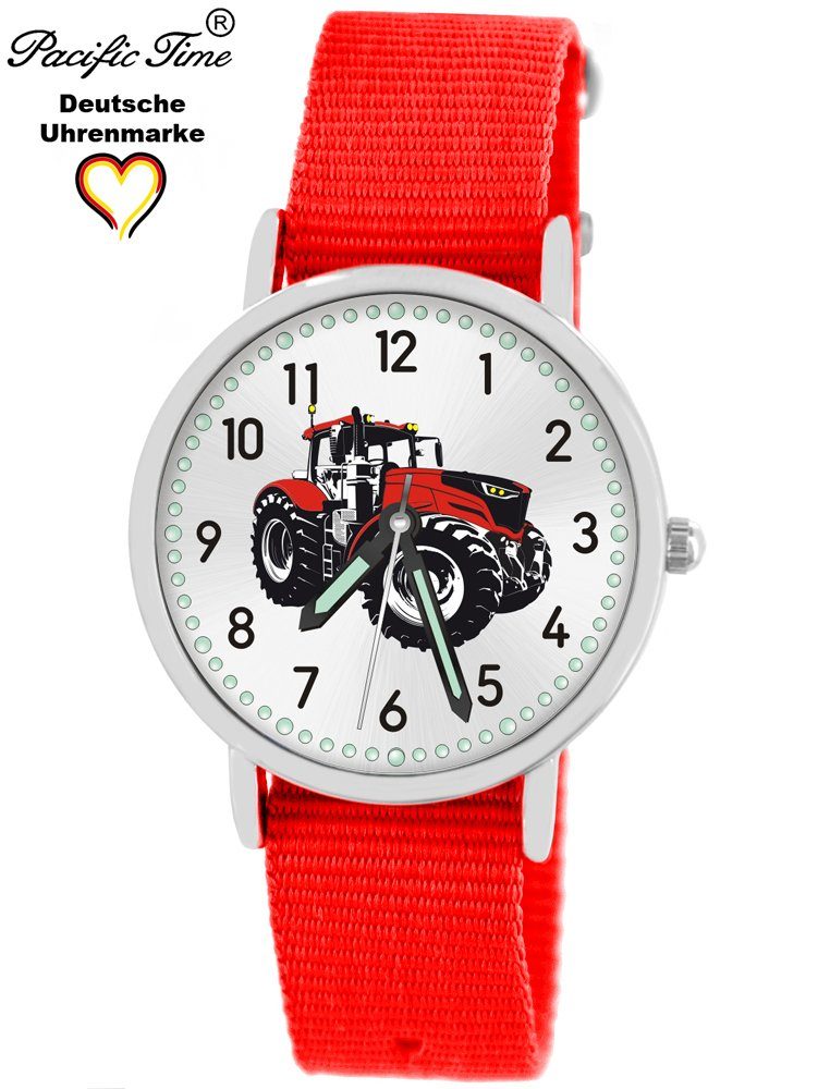 Pacific Time Quarzuhr Kinder Armbanduhr Traktor rot Wechselarmband, Mix und Match Design - Gratis Versand – Bild 4 von 5