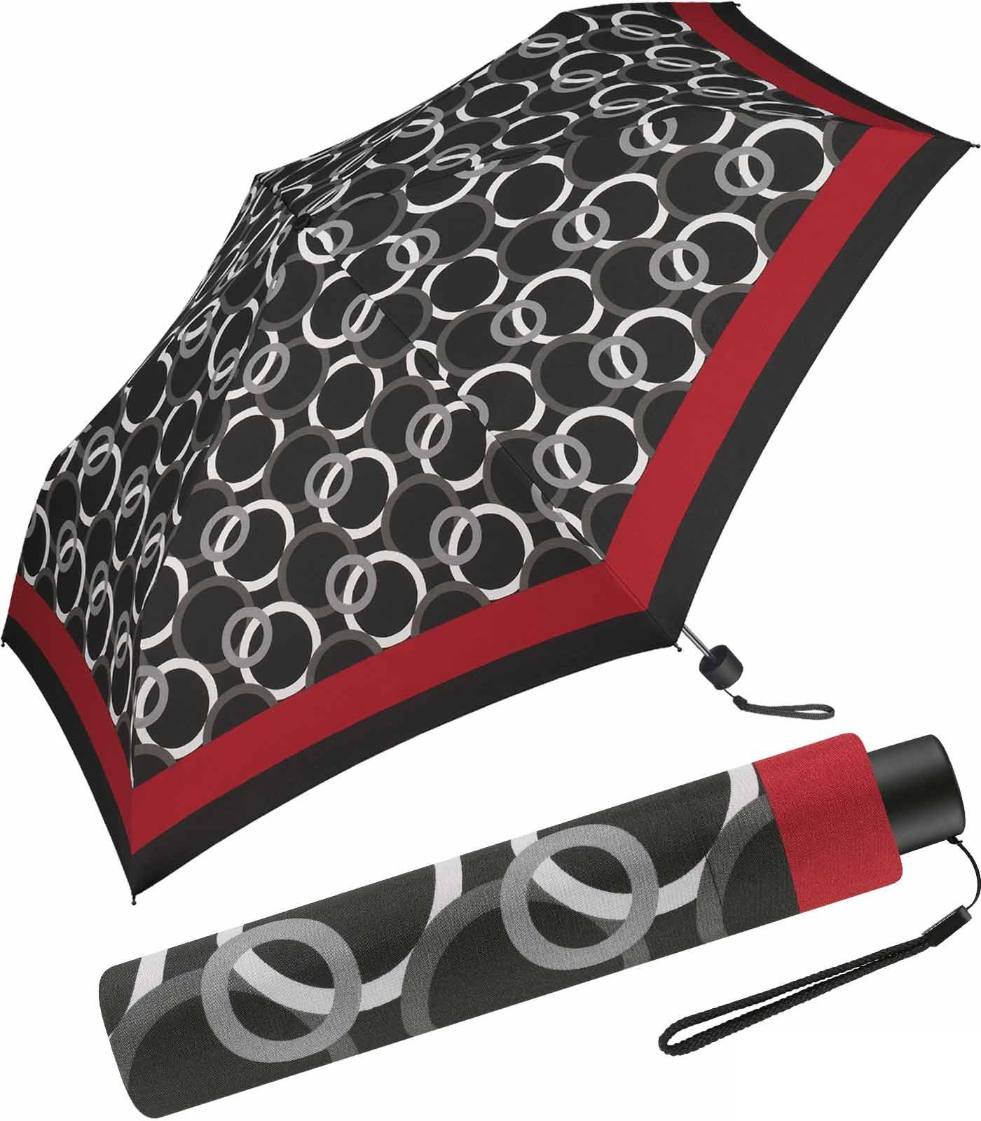 Pierre Cardin Taschenregenschirm schlanker Damen-Taschenschirm mit  Handöffner, mit interessantem geometrischen Ring-Muster