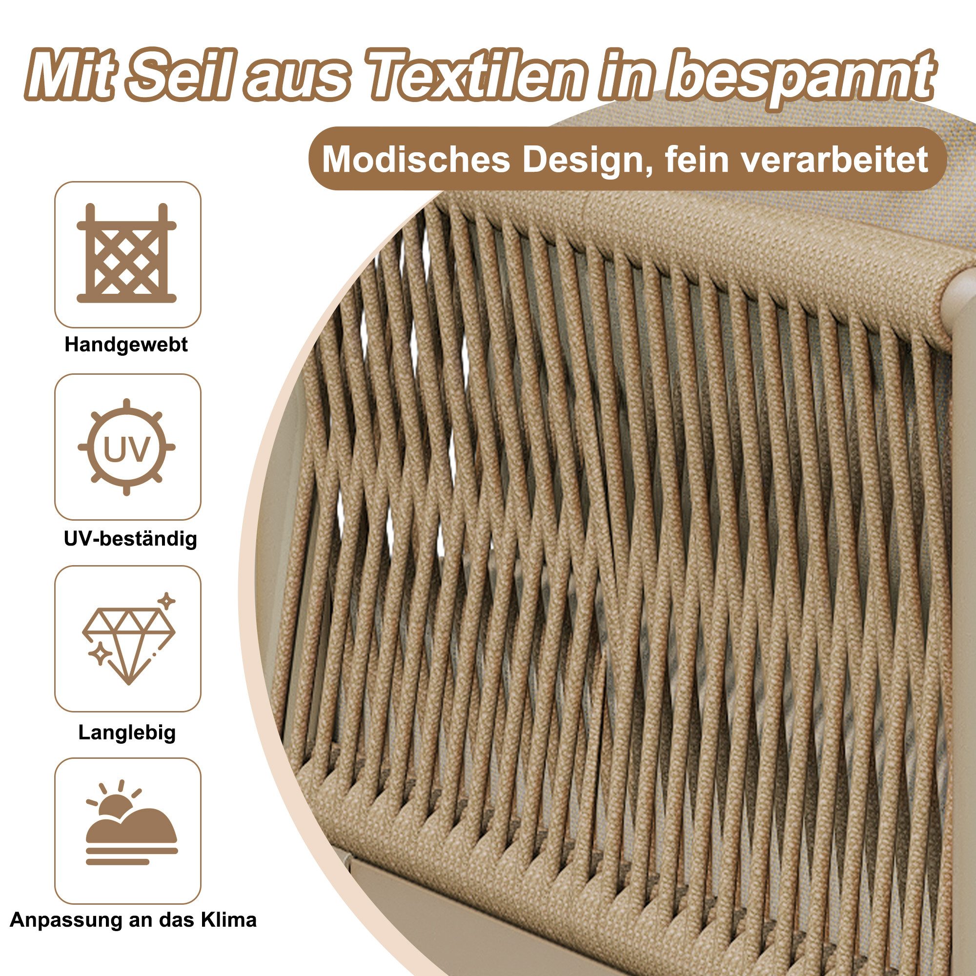 Flieks Gartenlounge-Set, (3-tlg), 4-Sitzer L-förmiges Gartenmöbel Sofagarnitur Eisen, 2 Sofas + 1 Tisch. Reduzierter Preis € 519,99. Unverbindliche Preisempfehlung € 869,99