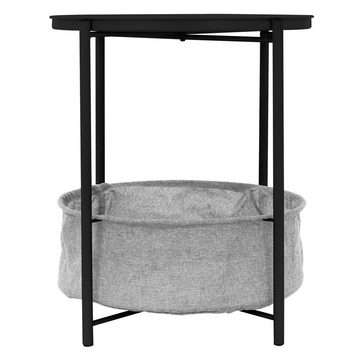 ML-DESIGN Beistelltisch Couchtisch aus Metall mit Stoffkorb & abnehmbarer Tablett kratzfeste, Sofatisch aus Metall Schwarz mit Korb als Stauraum rund 46xH51cm