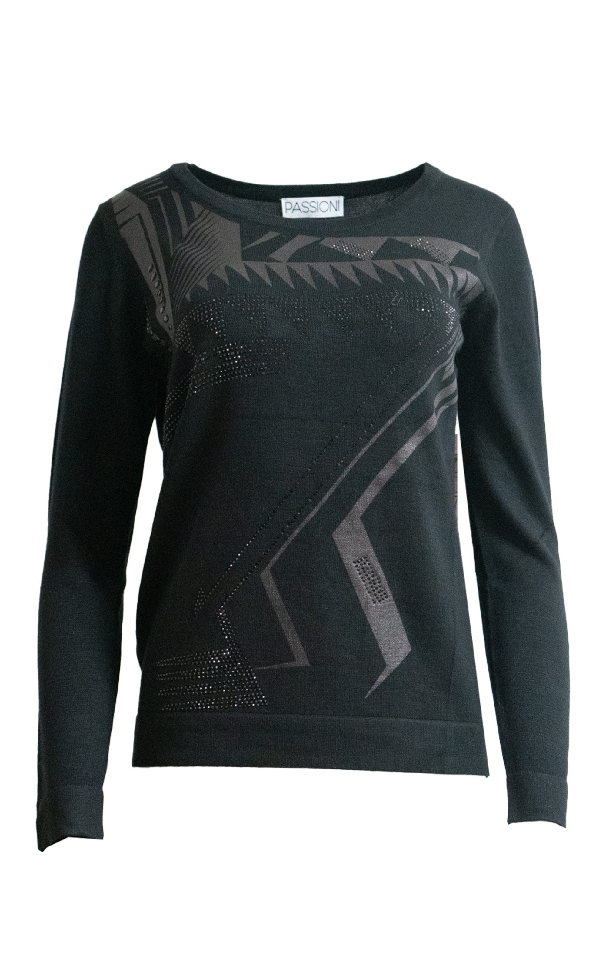 Passioni Strickpullover mit glänzendem geometrischem Aufdruck günstig online kaufen