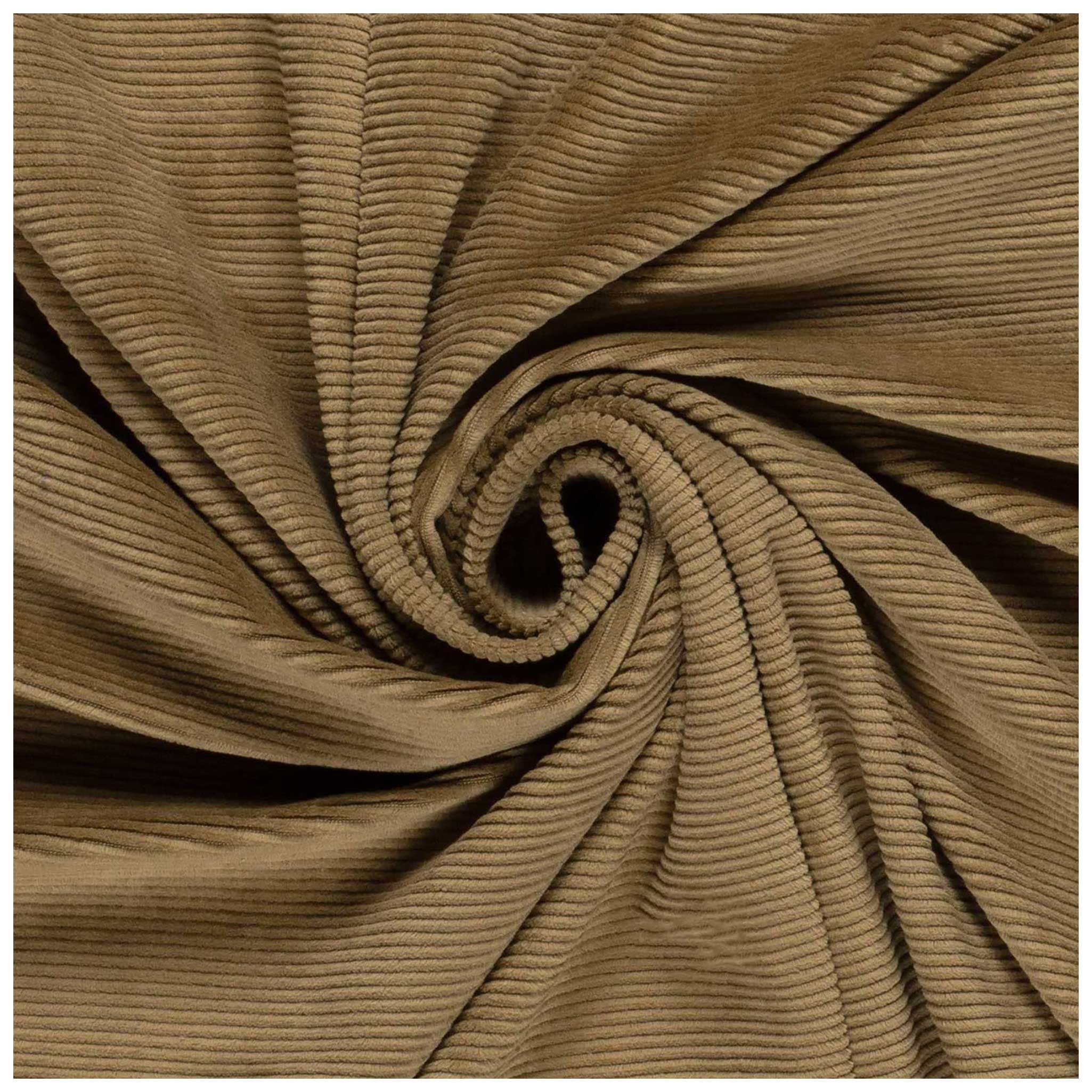 maDDma Stoff Velour Nicky gerippt uni ab 50 x 155cm Baumwolle Polyester Kord, 053 - kamel