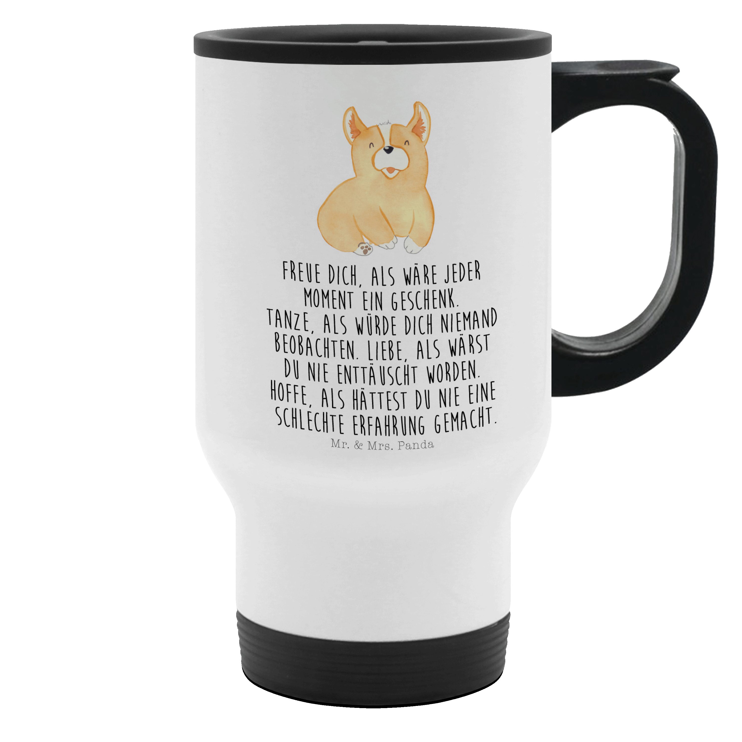 Mr. & Deckel, Panda Corgie Edelstahl mit Mrs. Geschenk, Thermobecher - - Kaffeetass, Tasse Hundebesitzer, Weiß