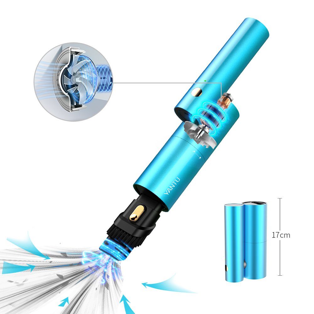 Evermotor Akku-Handstaubsauger Autostaubsauger Filter, Blau Waschbarer Drehwinkel, 270° beutellos