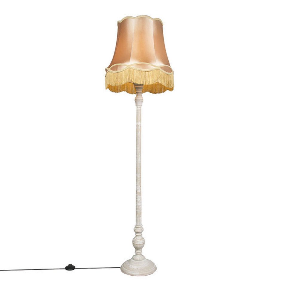 Qazqa Stehlampe Classico, ohne Leuchtmittel, E27, Gelb, Retro, Holz, 1-flammig