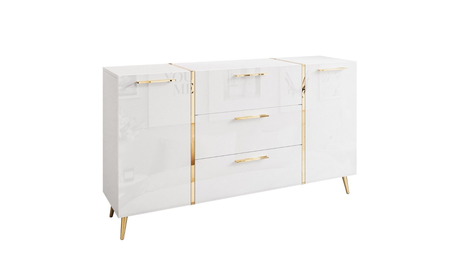 ALLHOUSE24 Kommode DIAMANT 158 cm Breite Hochglanz GOLD Sideboard Möbel BERLIN (1x Kommode), Breite 158 cm