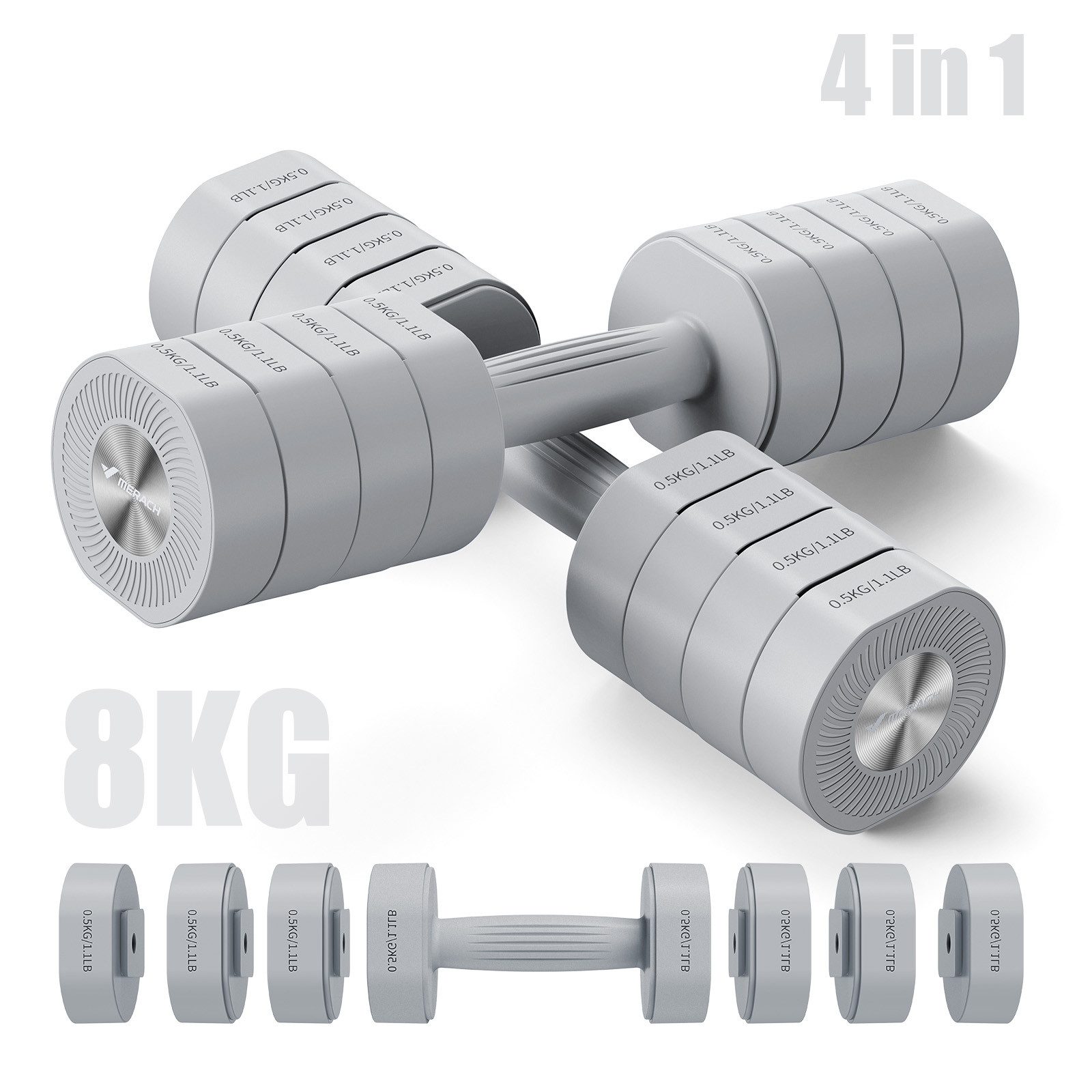 Hantel 4 in 1 Hanteln Set Verstellbar, Fitness Hanteln für Zuhause
