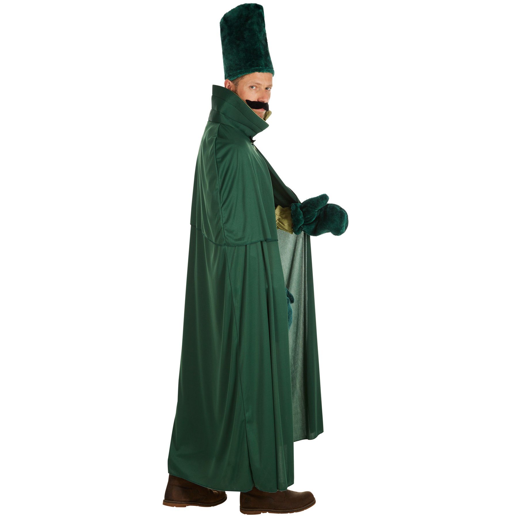 dressforfun Kostüm Waldgott, auch Naturmagier, in grün, Selbstklebender Bart, Umhang, Konfektionsgröße L, Plüschstoff Handschuhe und Hut, Langes Gewand
