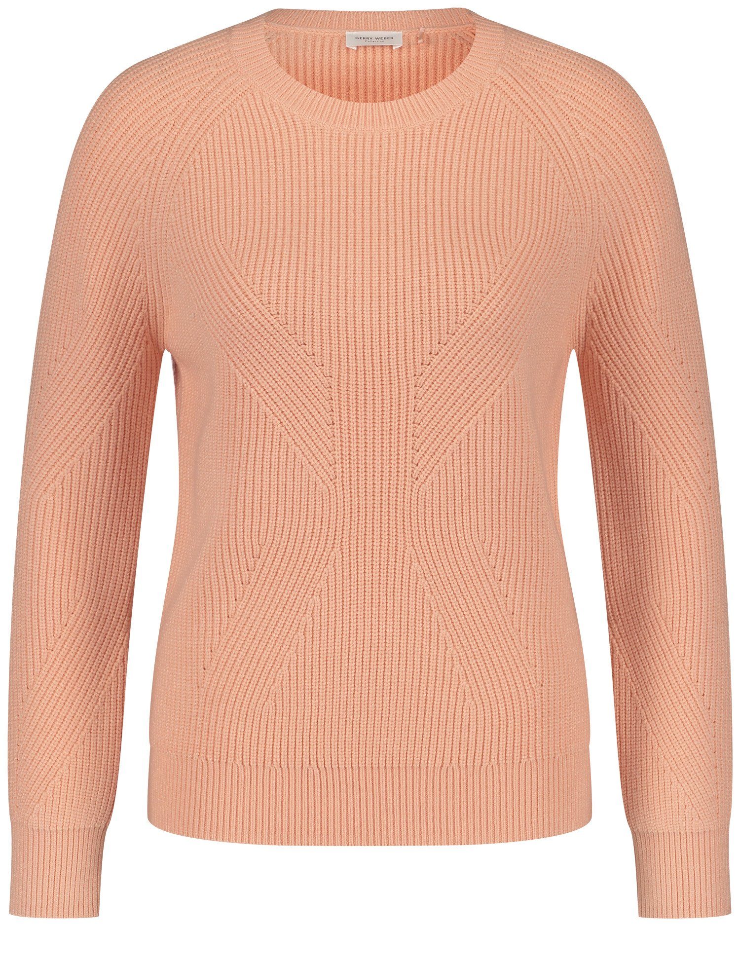 WEBER Rundhalspullover Pastel Pullover GERRY mit Strukturstrick Peach