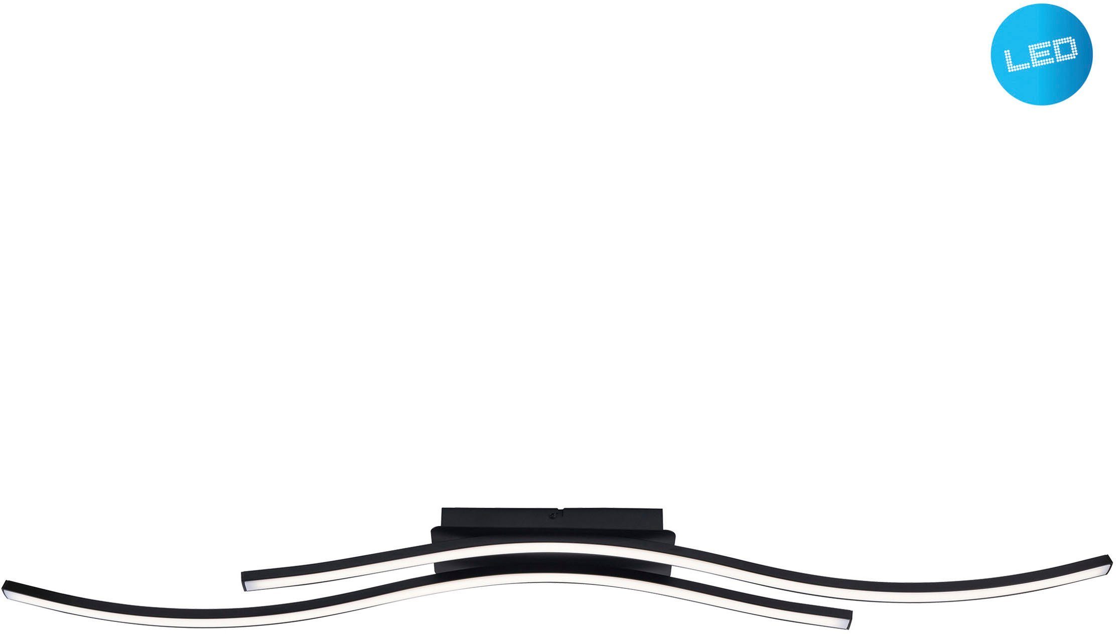 näve LED Deckenleuchte Onda, LED fest integriert, Warmweiß, Deckenlampe, Wandleuchte warmweiß, L: 96cm, 24W, schwarz-matt, IP20