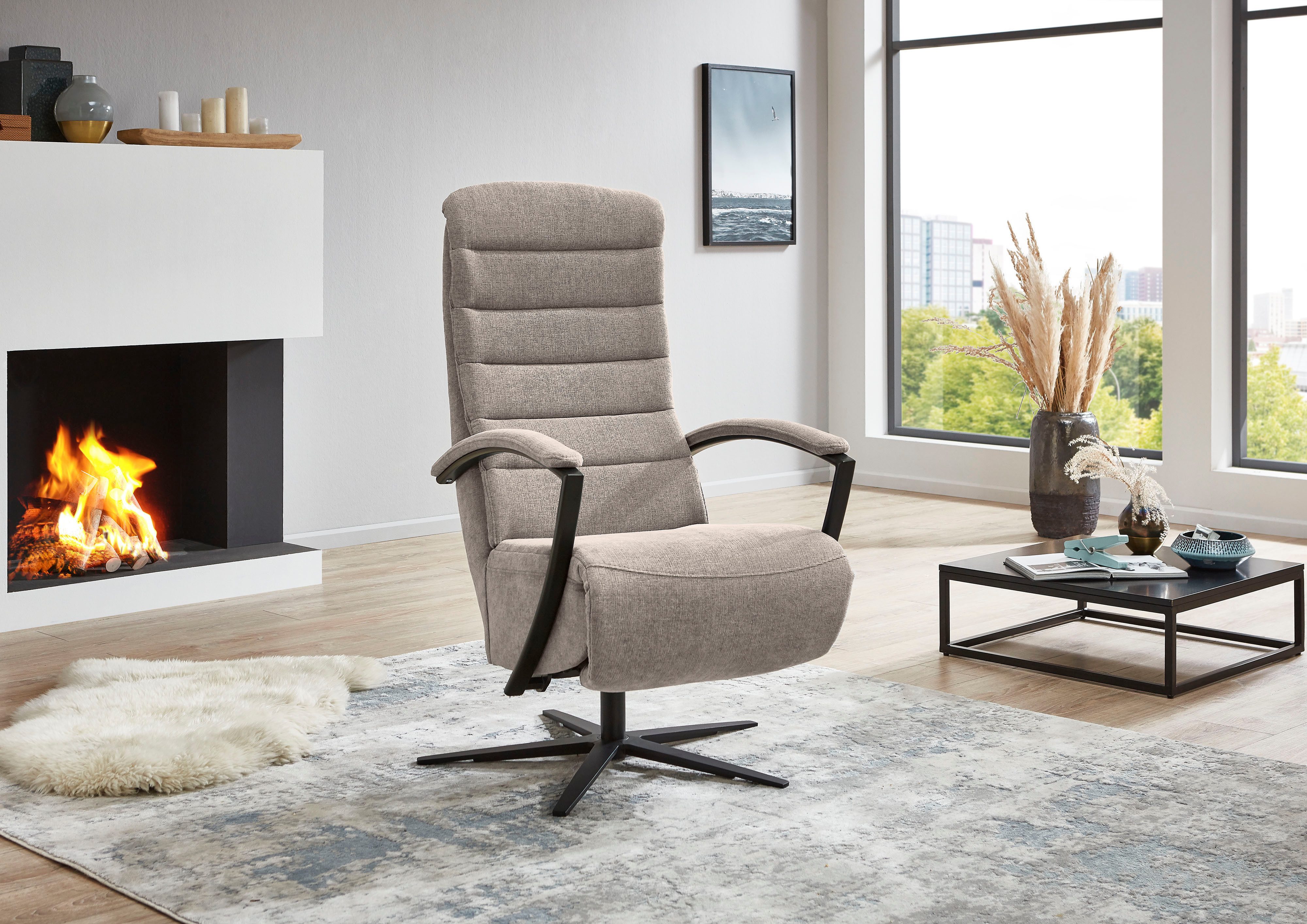 Die PlanBar Relaxsessel ZE-RS20038 inkl. Relaxfunktion und Kopfteilverstellung (1-St), 360° drehbar, wahlweise mit Gasdruckverstellung