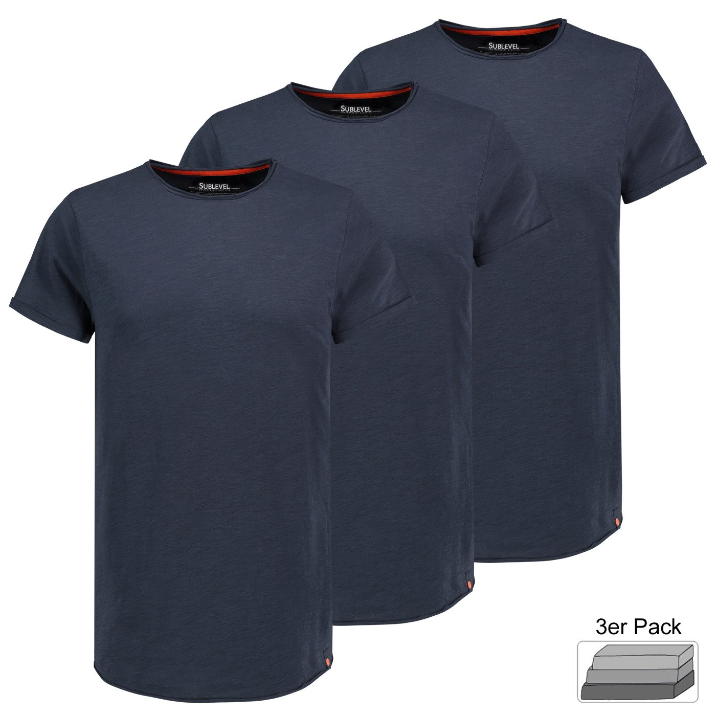 SUBLEVEL T-Shirt Kurzarm Rundhals 3er Pack (3-tlg) 3er Pack Basic T-Shirt
