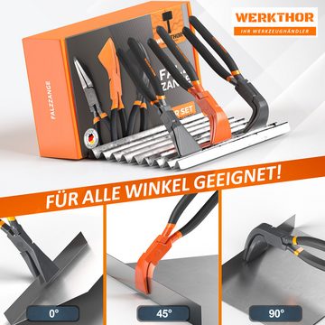 Werkthor Flachzange WERKTHOR Falzzange – [180°] Abkantzange - 60mm Maulbreite, Ergonomischer Griff