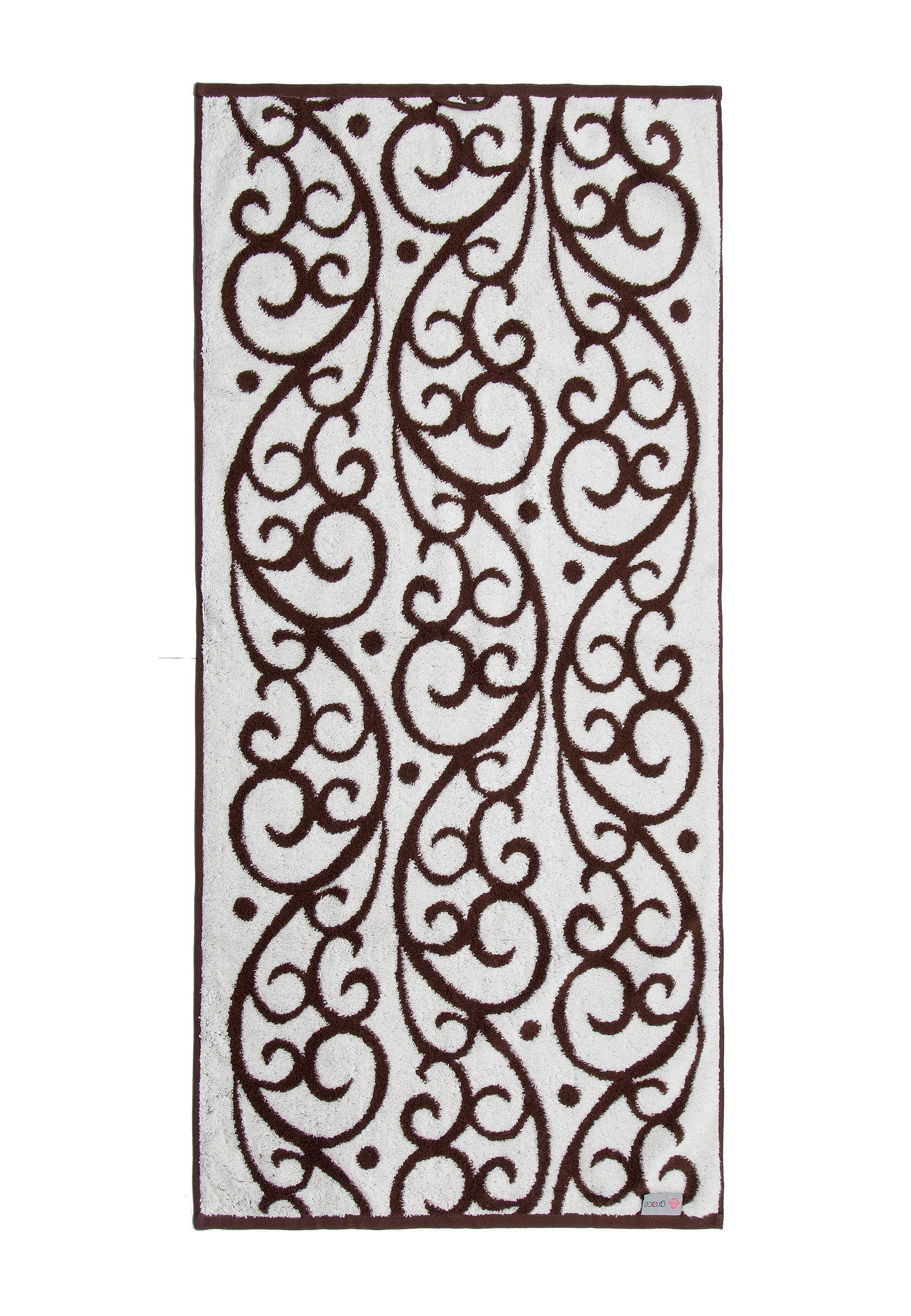 Duschtuch (1-St), braun, Akanthus, grace tollem grand Akanthus-Muster spa mit weiß
