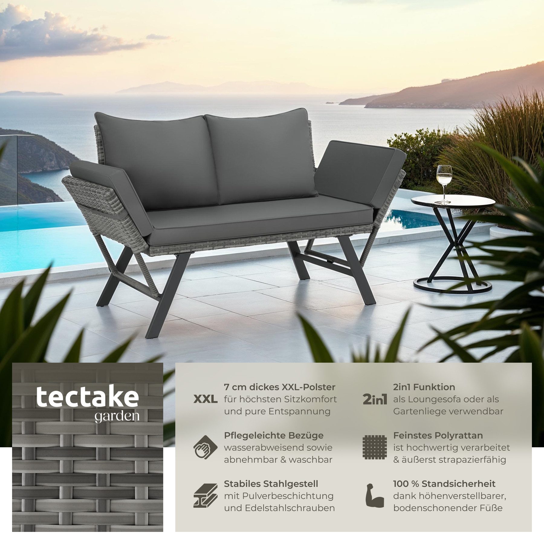 tectake Loungeset Rattan-Loungesofa, (Set., 1-tlg), Hochwertiges günstig online kaufen