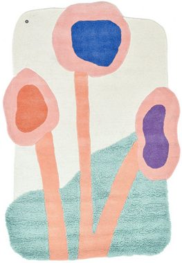 Designteppich Bings Colorful Poppy, TOM TAILOR HOME, rechteckig, Höhe: 10 mm, Kurzflor, reine Wolle, modernes Design, abstrakte Blumen