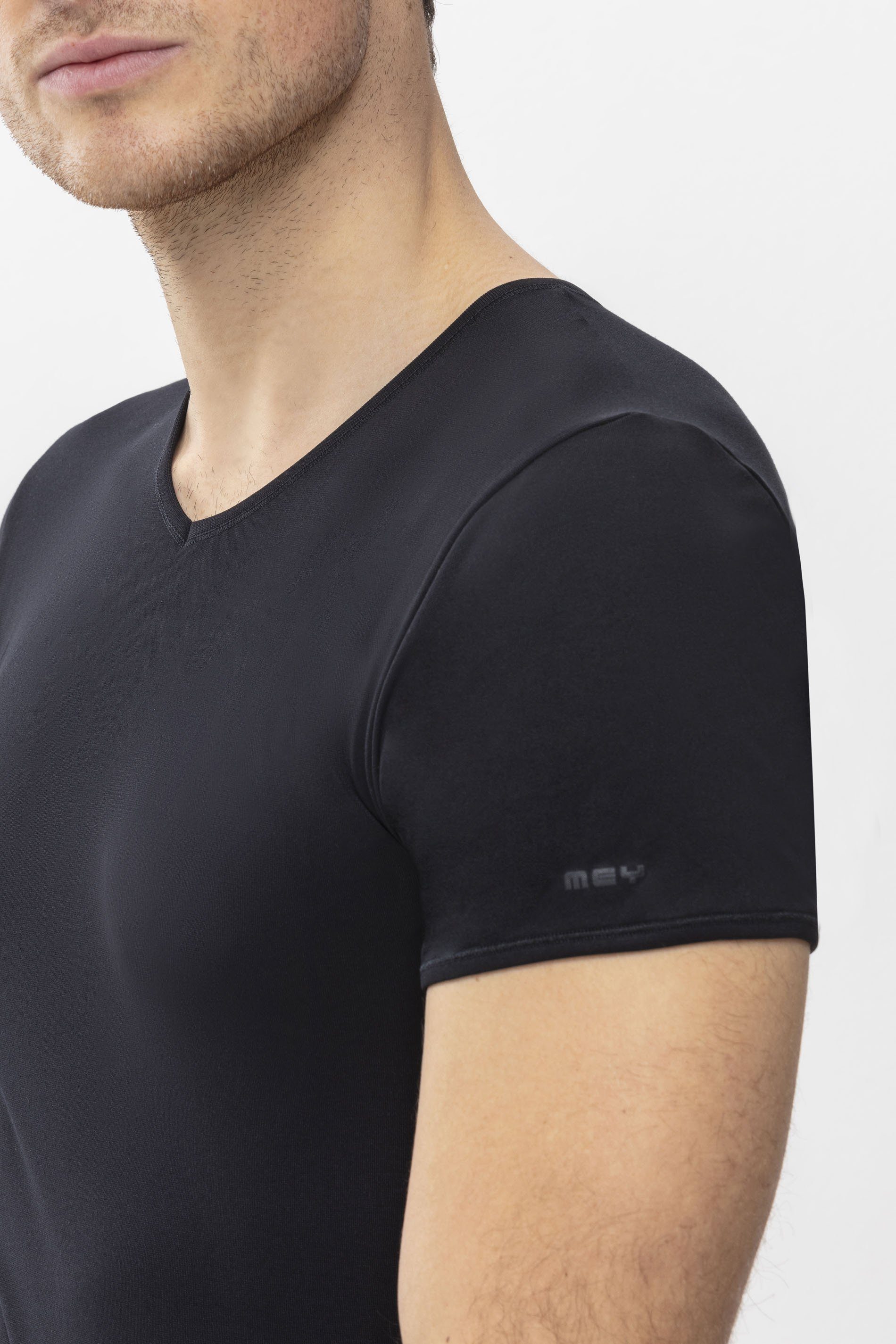 Mey Uni (1-tlg) Schwarz V-Shirt Software Serie