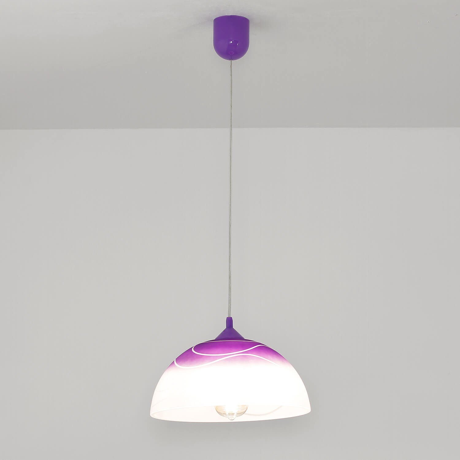 Licht-Erlebnisse Pendelleuchte ADANIA, ohne Leuchtmittel, Pendelleuchte Küche Lila rund retro Hängelampe Esstisch Lampe