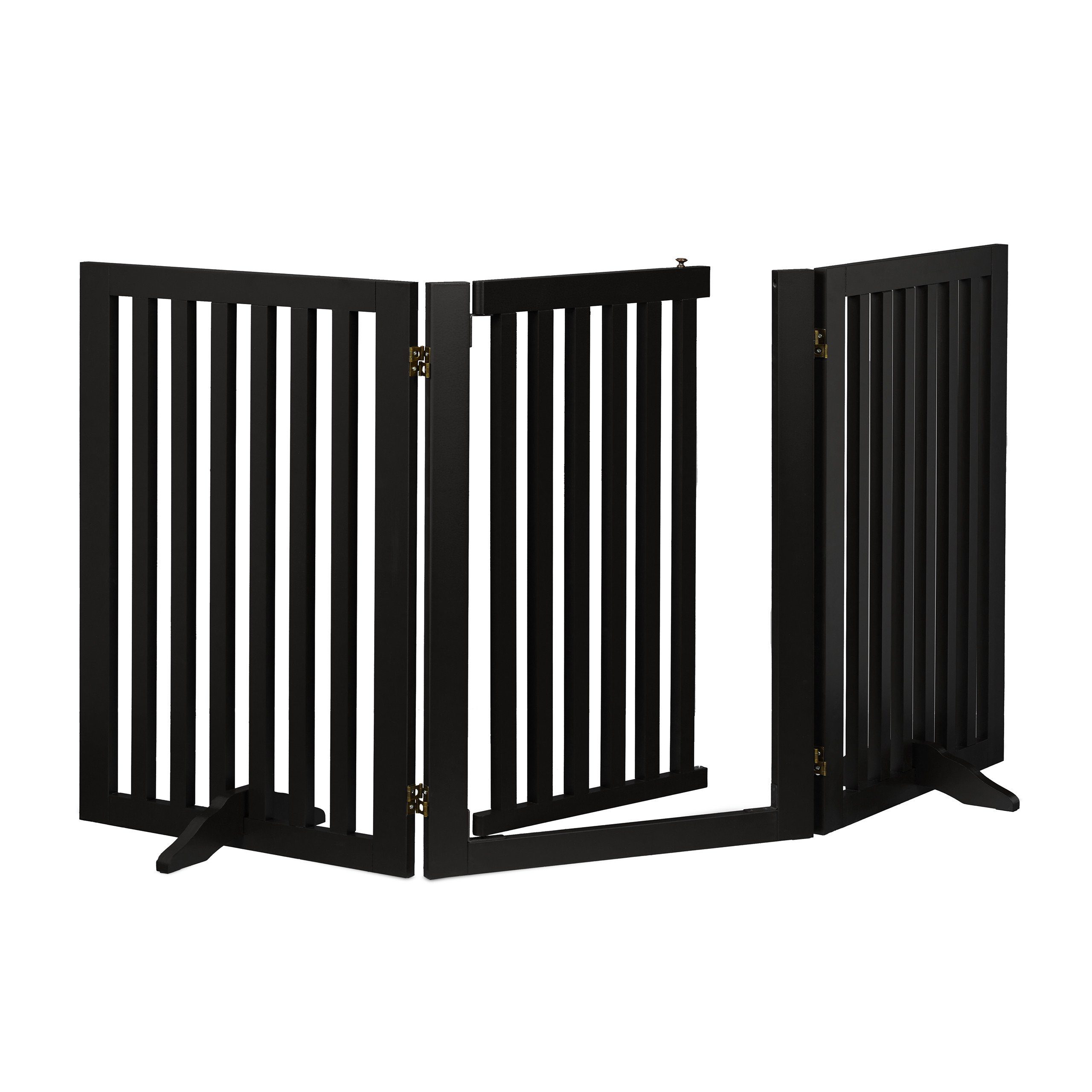 relaxdays Hundegitter Schwarzes Absperrgitter mit Tür 70 cm (3 St)