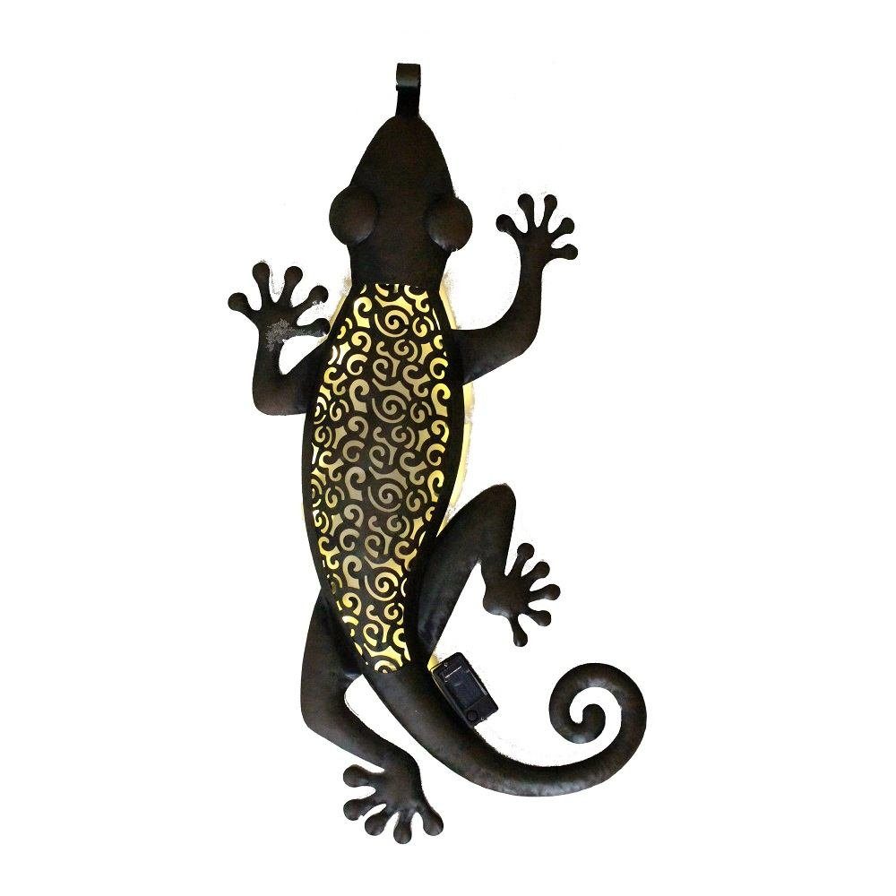 Seasonals LED Solarleuchte 1033 LED Solar-Deko "Gecko" braun Metall 70x30cm