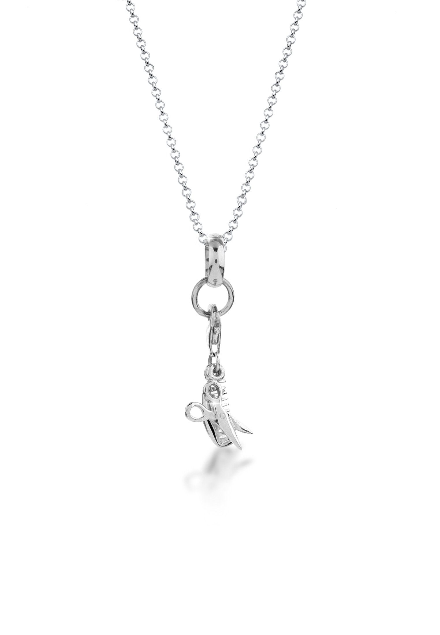 Nenalina Kette mit Anhänger Kamm Schere Symbol Charm Anhänger 925 Silber