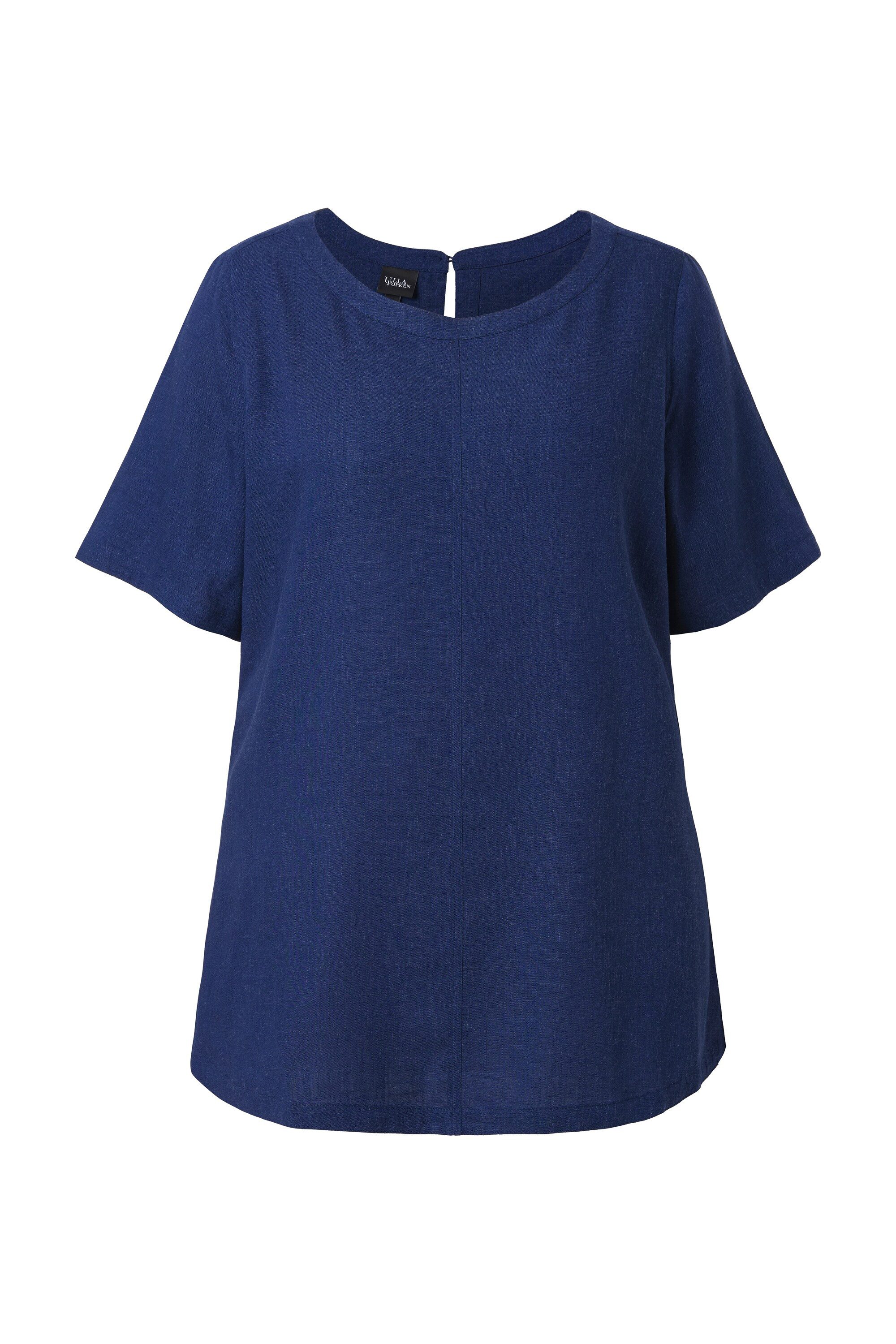 Ulla Popken Longbluse Bluse Leinenmix A-Linie Rundhals Halbarm