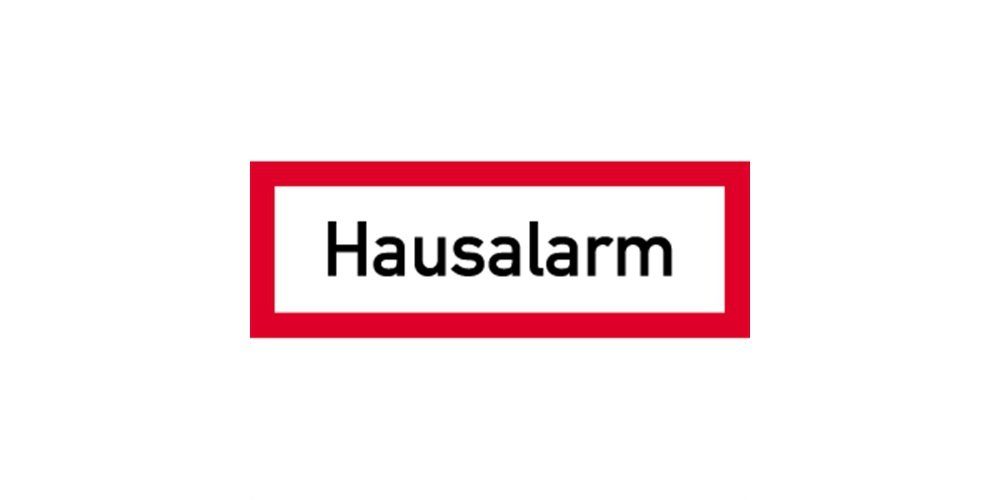 Hinweisschild Aufkleber Hausalarm, Folie, 297x105 mm