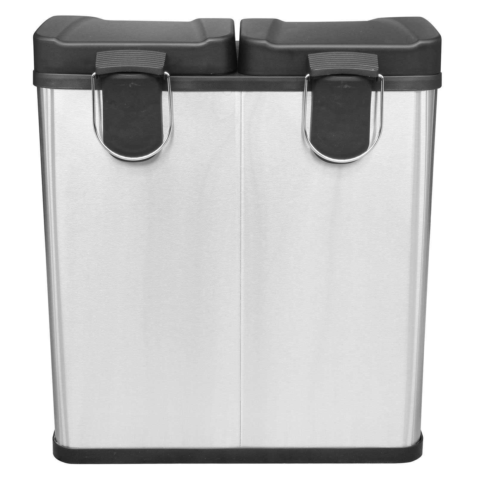 Mülleimer Silber 20 Liter Mülltrenner HAC24 2x Matt je Liter: Treteimer Küche Duo 40 Edelstahl Gebürsteten Abfalleimer Abfallbehälter, Doppel