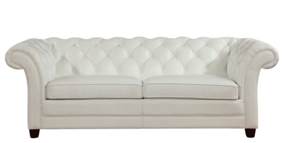JVmoebel Chesterfield-Sofa Elegantes Chesterfield 2-Sitzer Sofa aus Leder in Weiß Sofort, 1 Teile, Made in Europa
