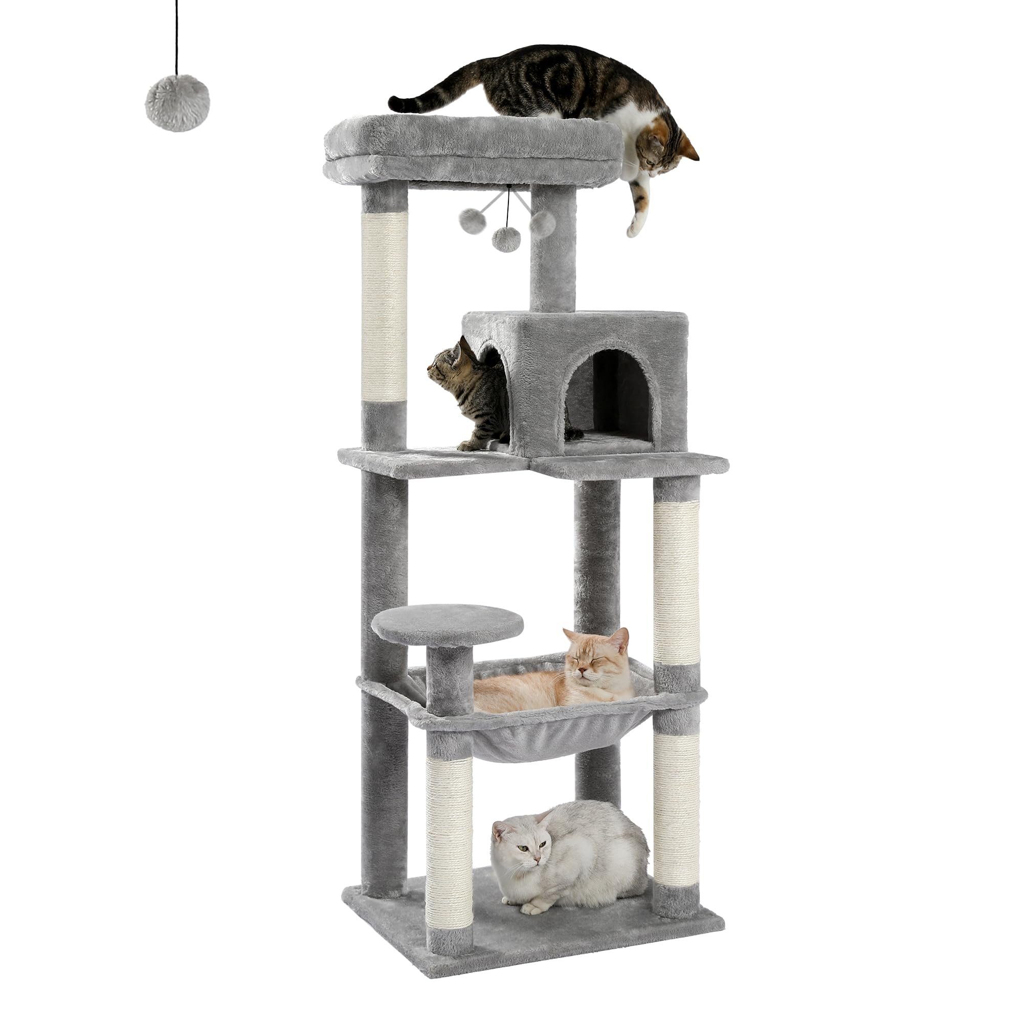 Purpurra Kratzbaum Katzenbaum mit Metall Plüsch Hängematte 116cm/ 143 cm