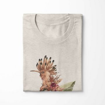 Sinus Art T-Shirt Herren Shirt Organic T-Shirt Aquarell Motiv Wiedehopf Vogel Bio-Baumwolle Ökomode Nachhaltig Farbe (1-tlg)