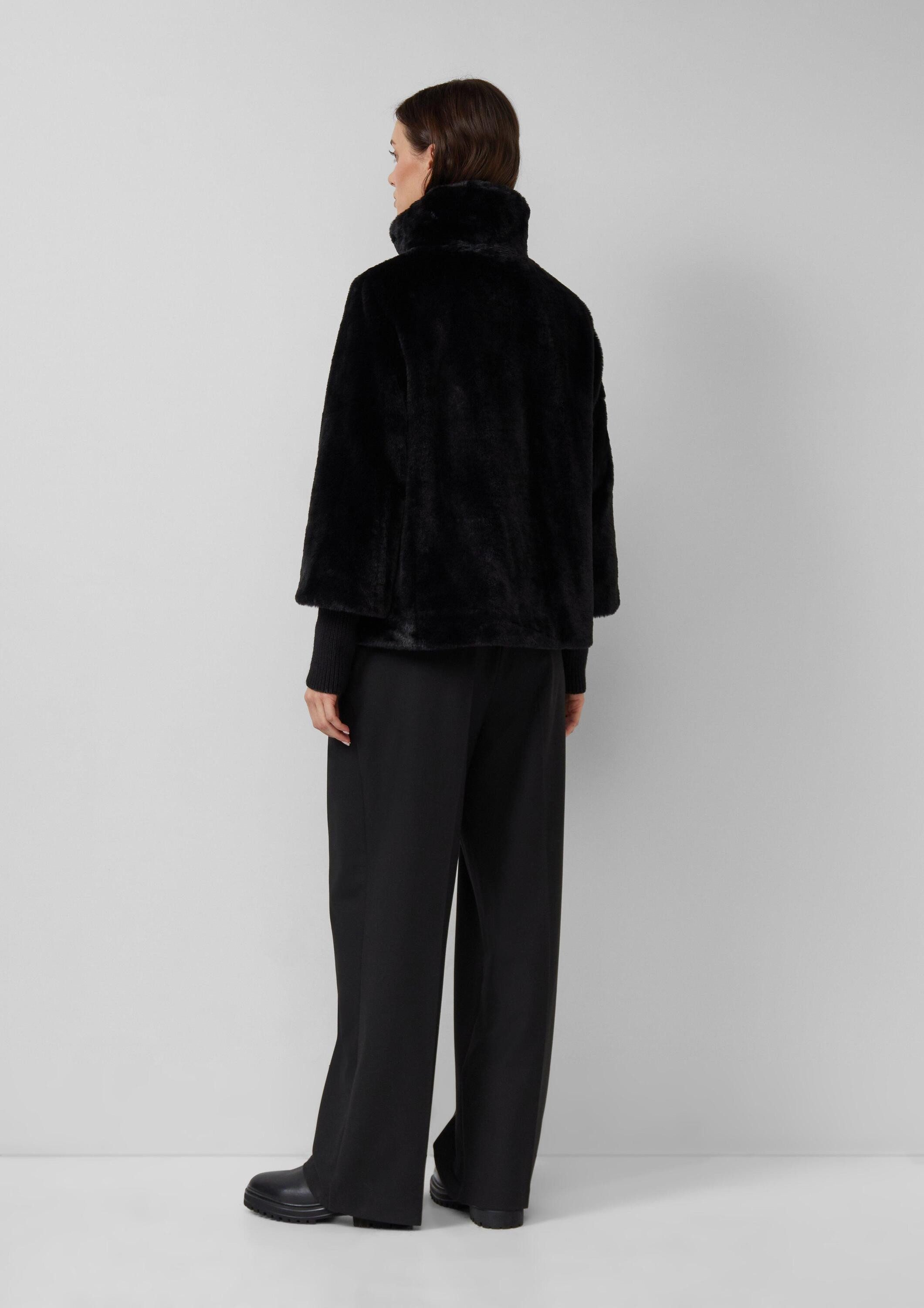 s.Oliver Winterjacke Outdoor-Jacke Teddyplüsch-Jacke mit Rippbünchen
