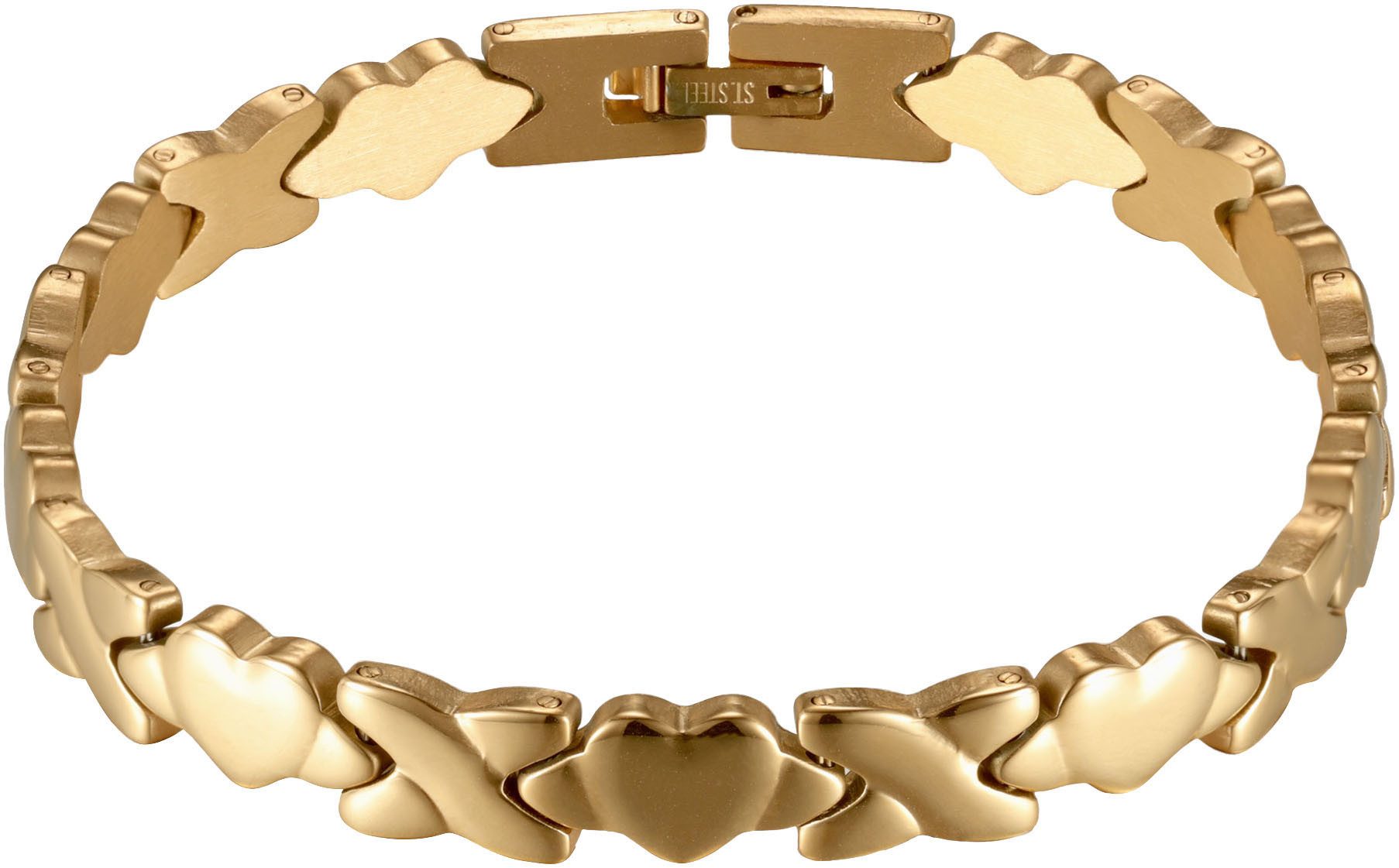 Firetti Armband Schmuck Geschenk Edelstahl Armschmuck Gliederarmband X und Herz