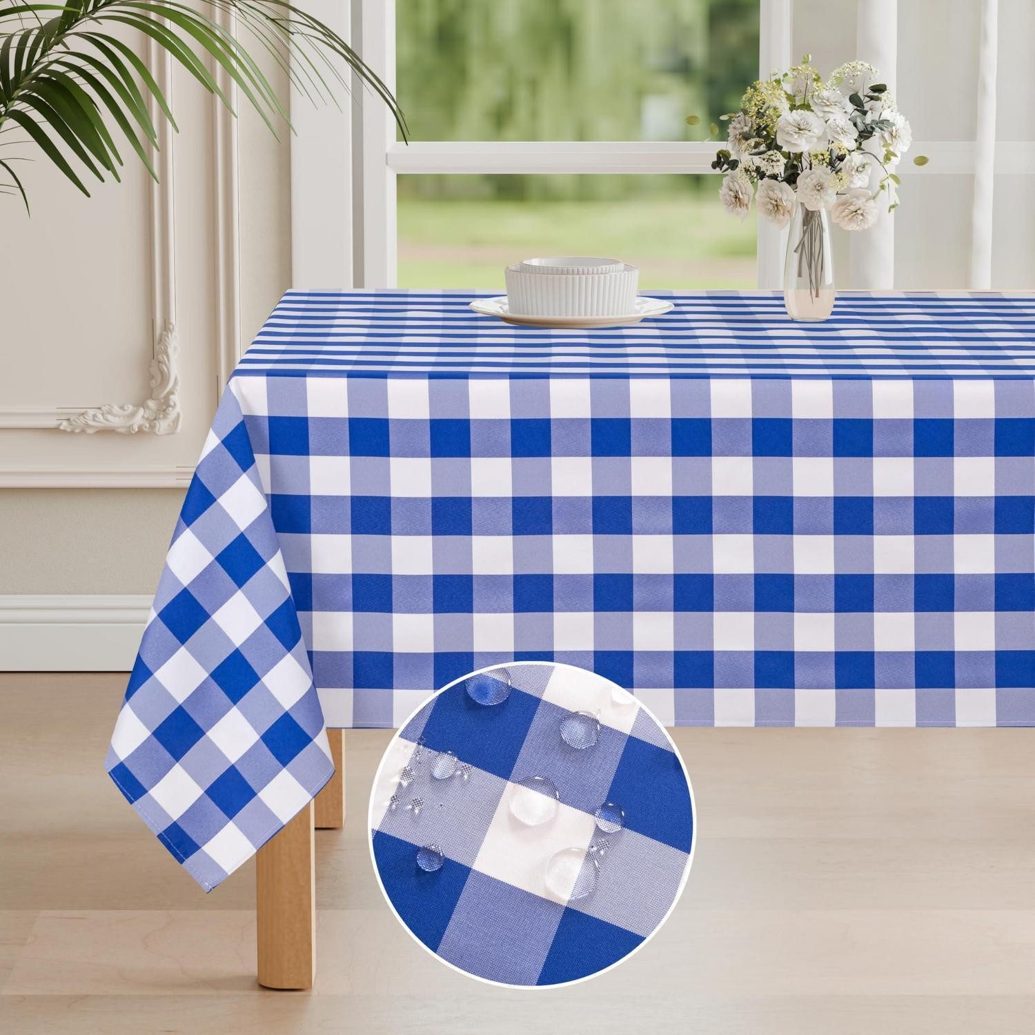 LuxusKollektion Gartentischdecke Tischdecke kariert 140x200cm blau-weiß, Attraktives blau-weiß kariertes Design für dekorative Zwecke