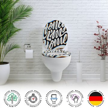 Sanfino WC-Sitz "Honey I´m Home" Premium Toilettendeckel mit Absenkautomatik aus Holz, mit schönem Motiv, hohem Sitzkomfort, einfache Montage