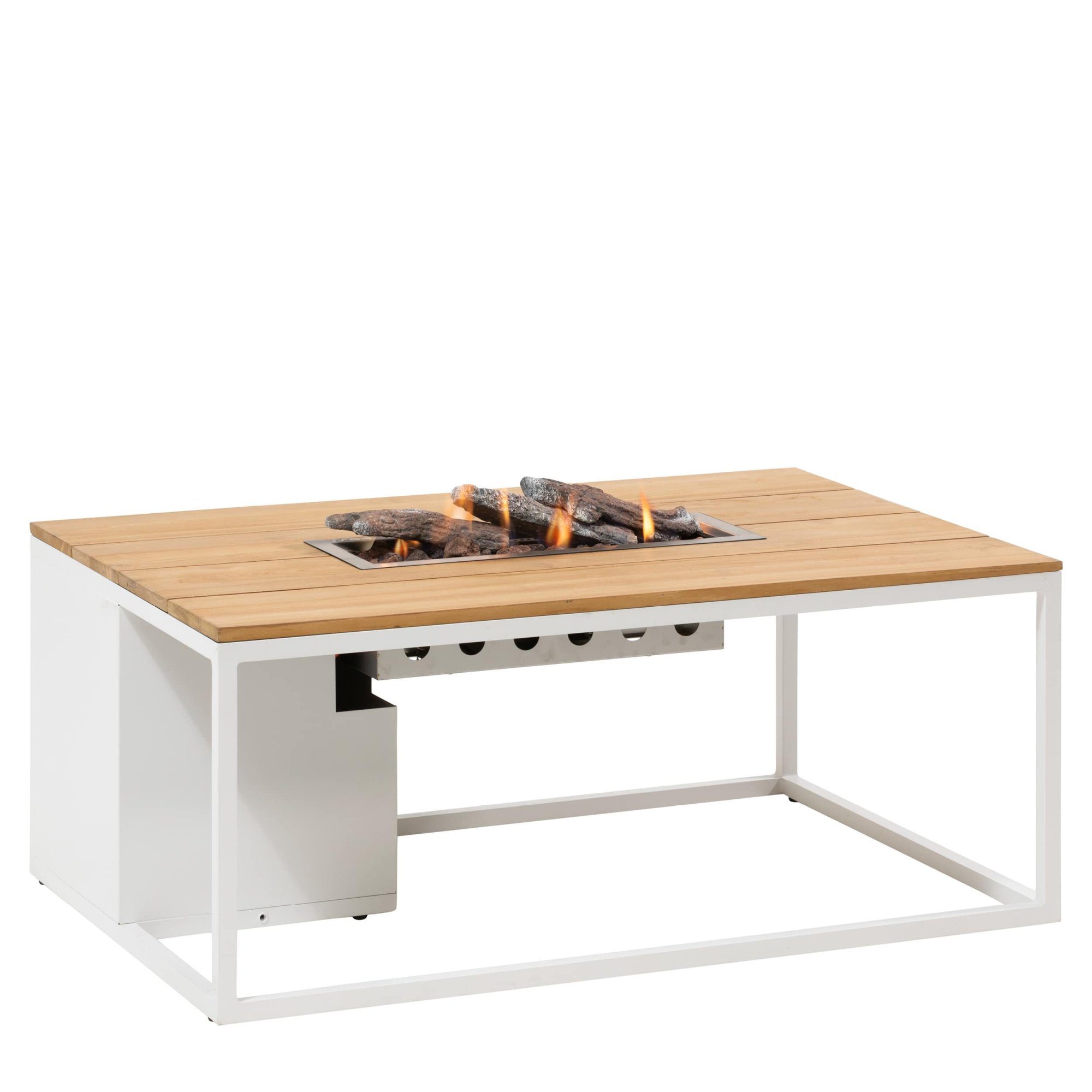 COSI Feuertisch Cosiloft 120 weiß/Teak, Loungetisch, Gartentisch, Feuerstelle