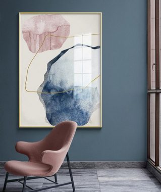 TPFLiving Kunstdruck (OHNE RAHMEN) Poster - Leinwand - Wandbild, Nordic Art - Abstrakte Strukturen - Bilder Wohnzimmer - (3 Motive in 6 verschiedenen Größen zur Auswahl), Farben: weis, blau und rosa - Größe: 30x40cm