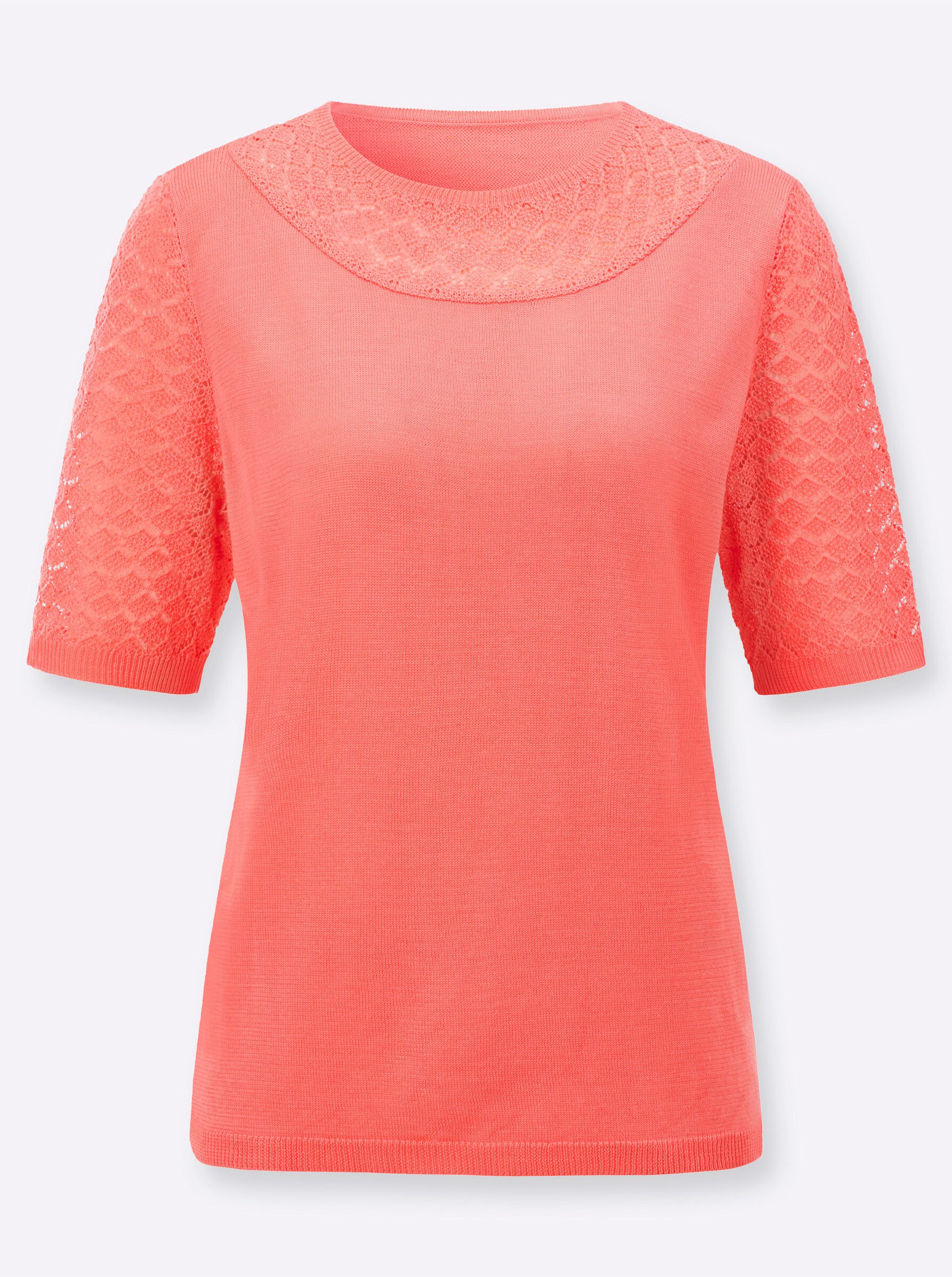 Strickpullover Ajour-Pullover Kurzarm Ajour