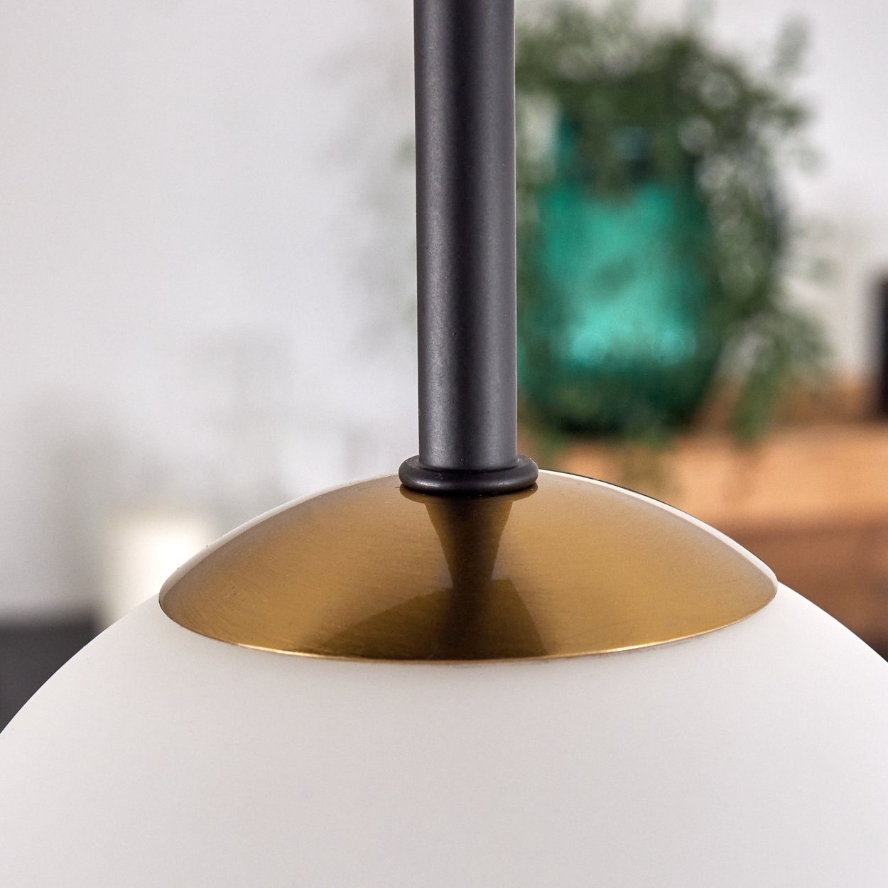 hofstein Deckenleuchte Deckenlampe aus Metall/Glas in Schwarz/Goldfarben/Milchglas, ohne Leuchtmittel, Leuchte im Retro-Design aus Glas, 5 x G9 LED, ohne Leuchtmittel