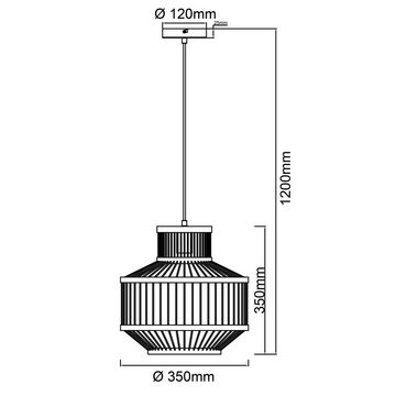 Lightbox Hängeleuchten, ohne Leuchtmittel, Hängelampe Ø 35 cm, 120 cm Höhe, E27, max. 40 W, Metall/Bambus