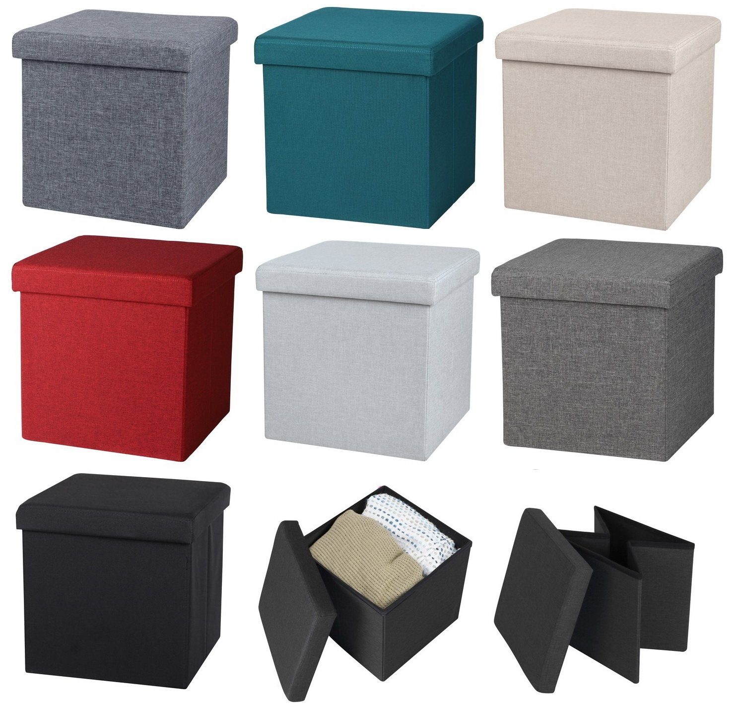 Urban Living Sitzwürfel Sitzhocker Sitzwürfel Aufbewahrungsbox Tissu, mit S günstig online kaufen