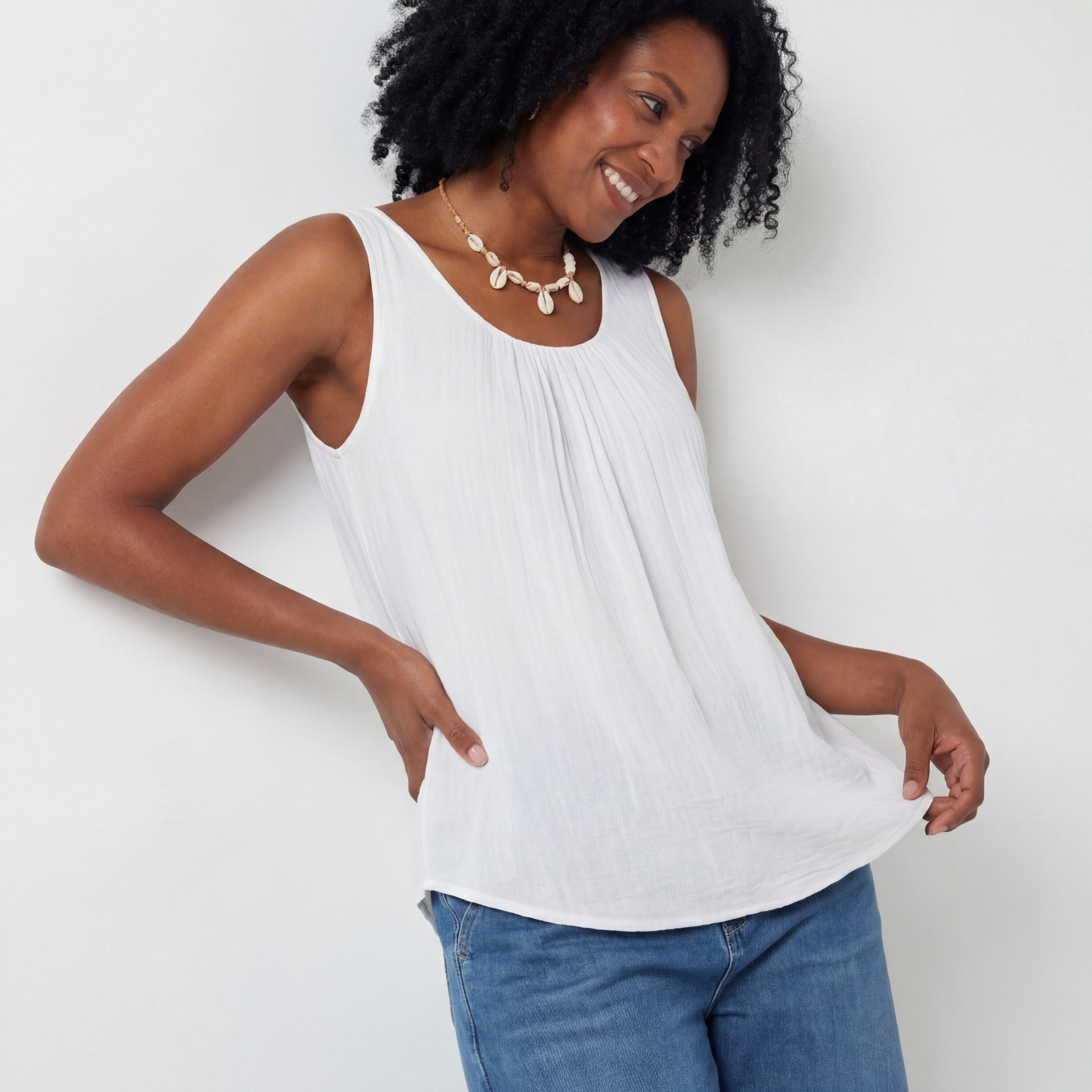 OriginalYou Trägertop Damen Sommer Top Leinenoptik blickdichtes Oberteil mi günstig online kaufen