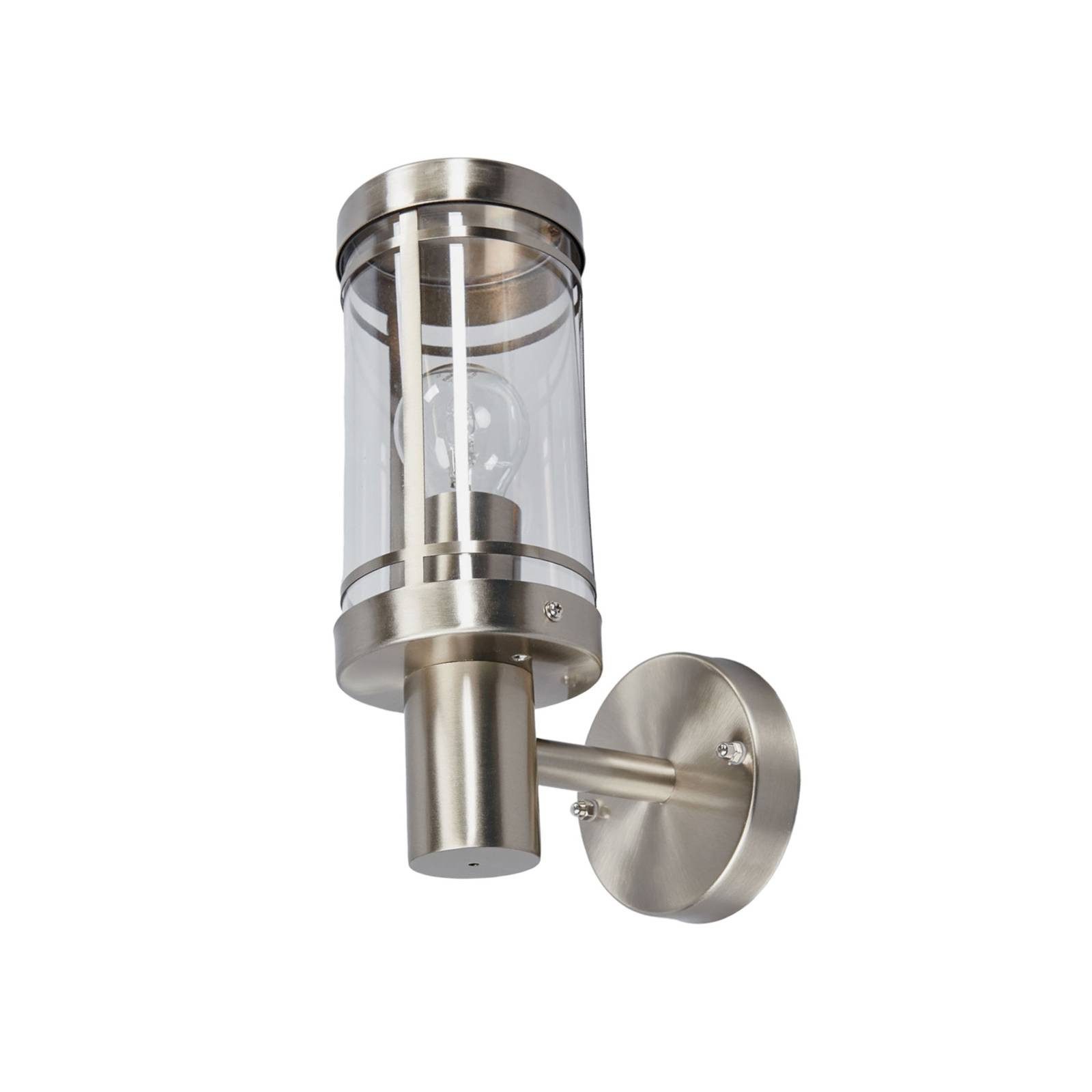 Lindby Außen-Wandleuchte Djori, Edelstahl Alu IP44, 1 x 15 W LED
