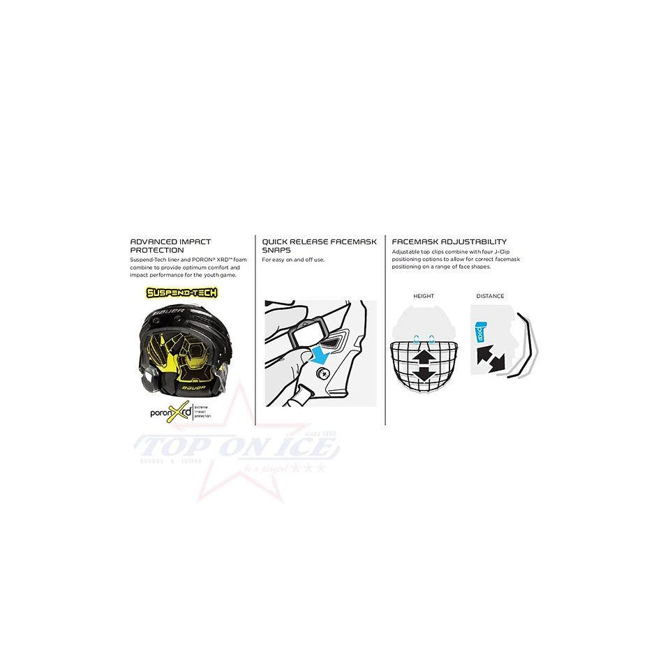 Bauer Eishockeyhelm Helm Bauer RE-AKT 100 Bambini Combo