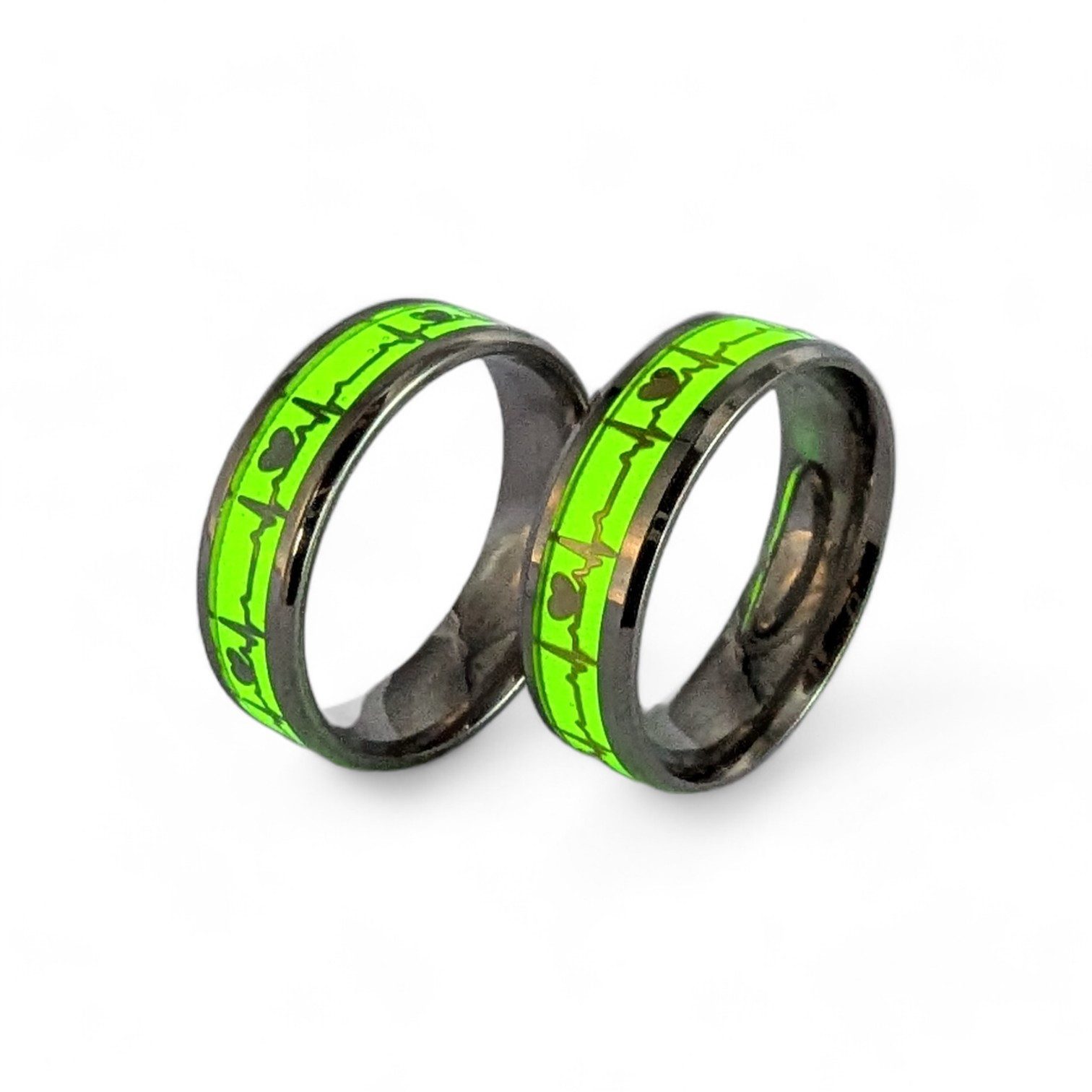 Eyecatcher Fingerring Glowing Ring Herz EKG Herzschlag leuchtet im Dunkeln günstig online kaufen